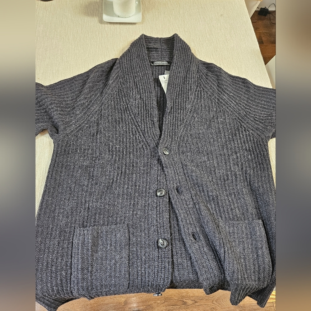 Saks Fifth Avenue Shawl collar cardigan sweater. Merino Wool. Size L.